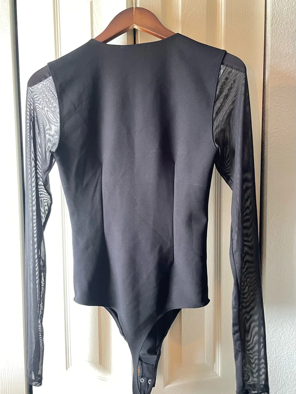 Abercrombie & Fitch Black Long-Sleeve Mesh Bodysuit